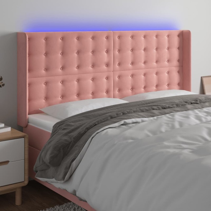 Tête de lit à LED Rose 163x16x118/128 cm Velours 