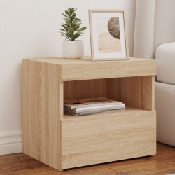 Table de chevet avec lumières LED chêne sonoma 50x40x45 cm 