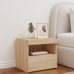 Table de chevet avec lumières LED chêne sonoma 50x40x45 cm 