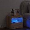 Table de chevet avec lumières LED chêne sonoma 50x40x45 cm 