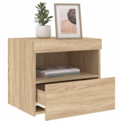 Table de chevet avec lumières LED chêne sonoma 50x40x45 cm 