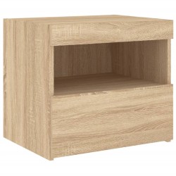 Table de chevet avec lumières LED chêne sonoma 50x40x45 cm 