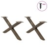 Pieds de table basse en forme de X, 2 pièces, acier naturel, 70 x (30-31) cm 