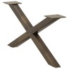 Pieds de table basse en forme de X, 2 pièces, acier naturel, 70 x (30-31) cm 