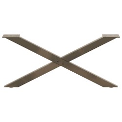 Pieds de table basse en forme de X, 2 pièces, acier naturel, 70 x (30-31) cm 