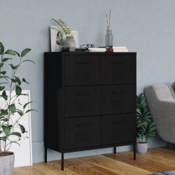 Armoire à tiroirs Noir 80x35x101,5 cm Acier 