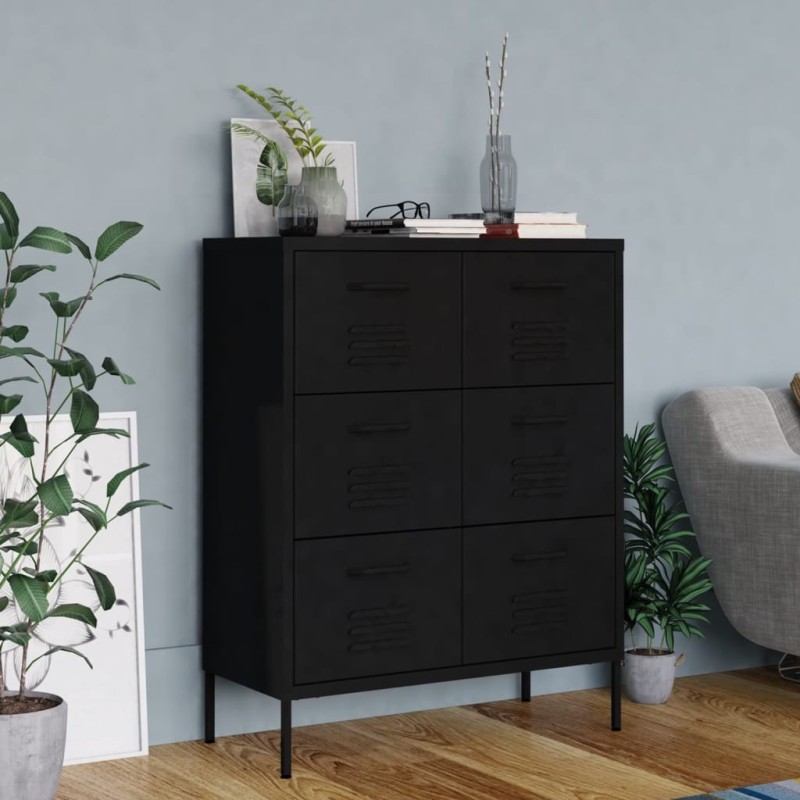 Armoire à tiroirs Noir 80x35x101,5 cm Acier Armoire à tiroirs Noir 80x35x101,5 cm Acier