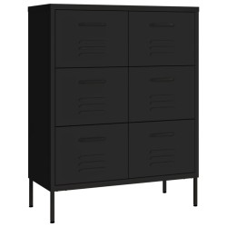 Armoire à tiroirs Noir 80x35x101,5 cm Acier 