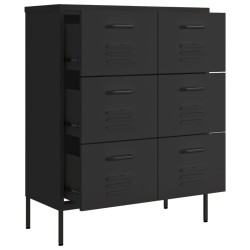 Armoire à tiroirs Noir 80x35x101,5 cm Acier 