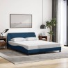 Cadre de lit avec tête de lit sans matelas bleu 160x200cm tissu 