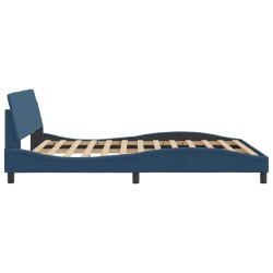Cadre de lit avec tête de lit sans matelas bleu 160x200cm tissu 