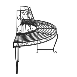 Banc demi-circulaire tour d'arbre Ø160 cm Noir Acier 