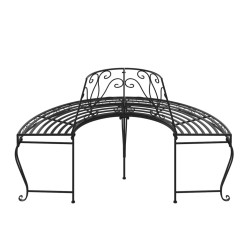 Banc demi-circulaire tour d'arbre Ø160 cm Noir Acier 