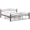 Cadre de lit sans matelas noir métal bois chêne 180x200 cm 