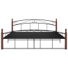 Cadre de lit sans matelas noir métal bois chêne 180x200 cm 