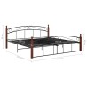 Cadre de lit sans matelas noir métal bois chêne 180x200 cm 