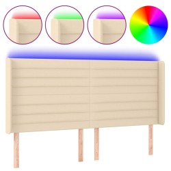 Tête de lit à LED Crème 163x16x118/128 cm Tissu 