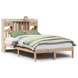 Lit bibliothèque sans matelas 135x190 cm bois de pin massif 