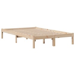 Lit bibliothèque sans matelas 135x190 cm bois de pin massif 
