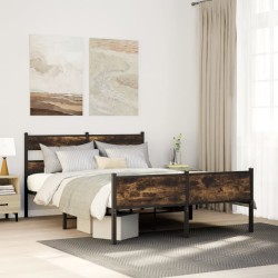 Cadre de lit sans matelas chêne fumé 137x190 cm bois ingénierie 