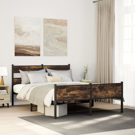 Cadre de lit sans matelas chêne fumé 137x190 cm bois ingénierie 