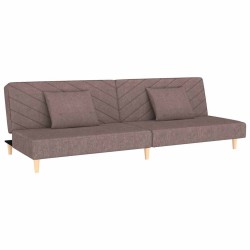 Canapé-lit à 2 places avec deux oreillers taupe tissu 