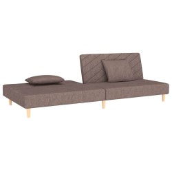 Canapé-lit à 2 places avec deux oreillers taupe tissu 