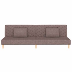 Canapé-lit à 2 places avec deux oreillers taupe tissu 