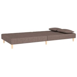 Canapé-lit à 2 places avec deux oreillers taupe tissu 