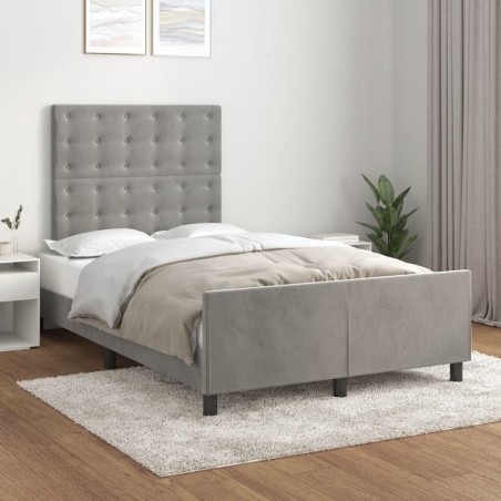 Cadre de lit sans matelas gris clair 120x190 cm velours 