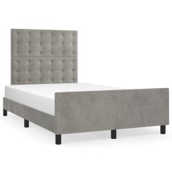 Cadre de lit sans matelas gris clair 120x190 cm velours 