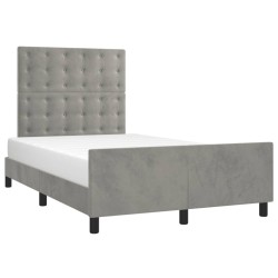 Cadre de lit sans matelas gris clair 120x190 cm velours 