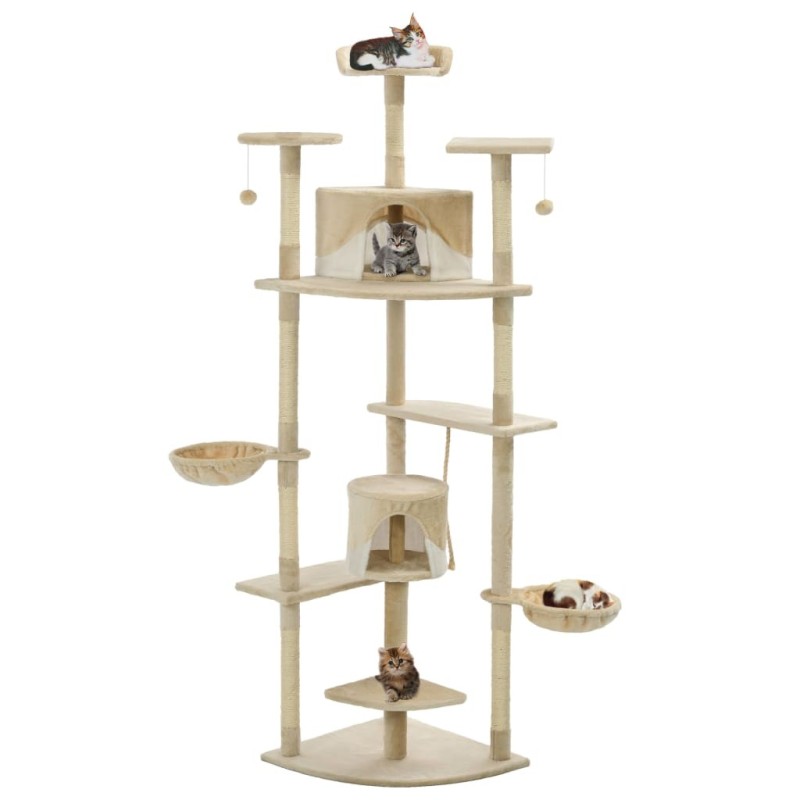 Arbre à chat avec griffoirs en sisal 203 cm Beige et Blanc 