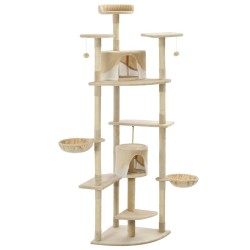 Arbre à chat avec griffoirs en sisal 203 cm Beige et Blanc 