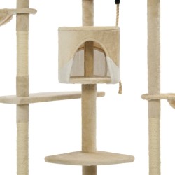 Arbre à chat avec griffoirs en sisal 203 cm Beige et Blanc 