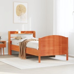 Cadre de lit sans matelas cire marron 100x200cm bois pin massif 