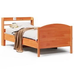 Cadre de lit sans matelas cire marron 100x200cm bois pin massif 