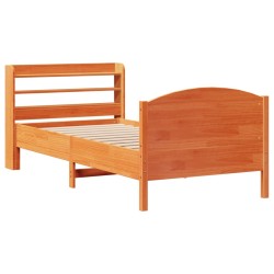 Cadre de lit sans matelas cire marron 100x200cm bois pin massif 
