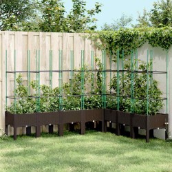Jardinière avec treillis marron 200x160x142,5 cm PP 