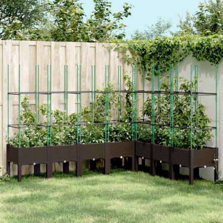 Jardinière avec treillis marron 200x160x142,5 cm PP 