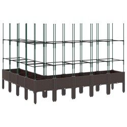 Jardinière avec treillis marron 200x160x142,5 cm PP 