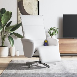 Fauteuil inclinable de massage repose-pieds blanc similicuir 