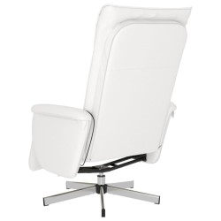 Fauteuil inclinable de massage repose-pieds blanc similicuir 