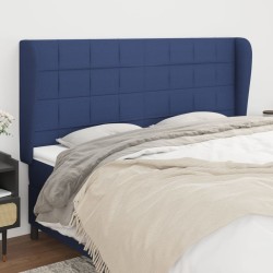 Tête de lit avec oreilles Bleu 163x23x118/128 cm Tissu 