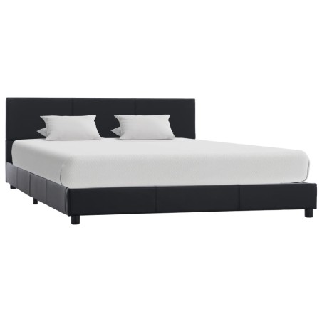 Cadre de lit sans matelas noir similicuir 140x200 cm 
