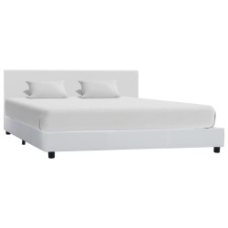 Cadre de lit sans matelas blanc similicuir 140x200 cm 