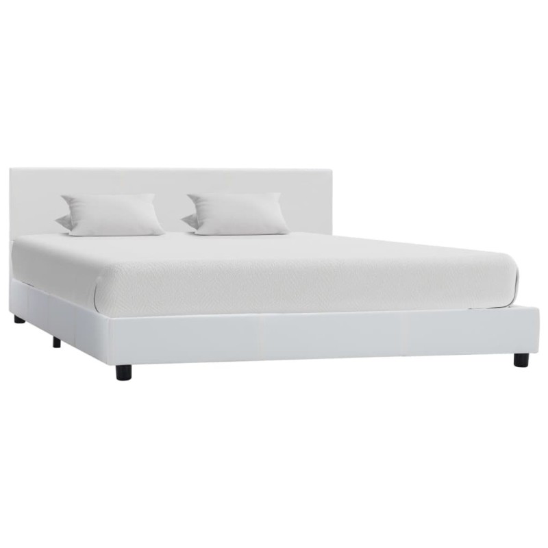 Cadre de lit sans matelas blanc similicuir 140x200 cm 