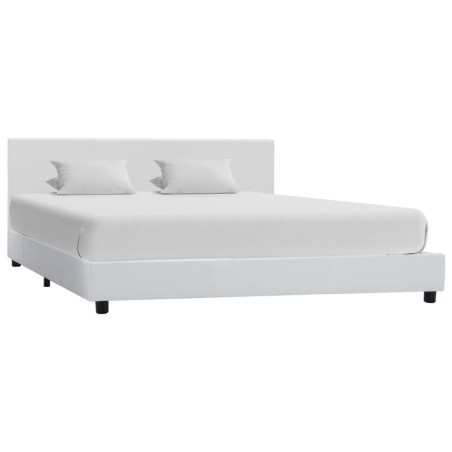 Cadre de lit sans matelas blanc similicuir 140x200 cm 