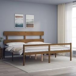 Lit pour personne âgée sans matelas 200x200 cm bois massif 