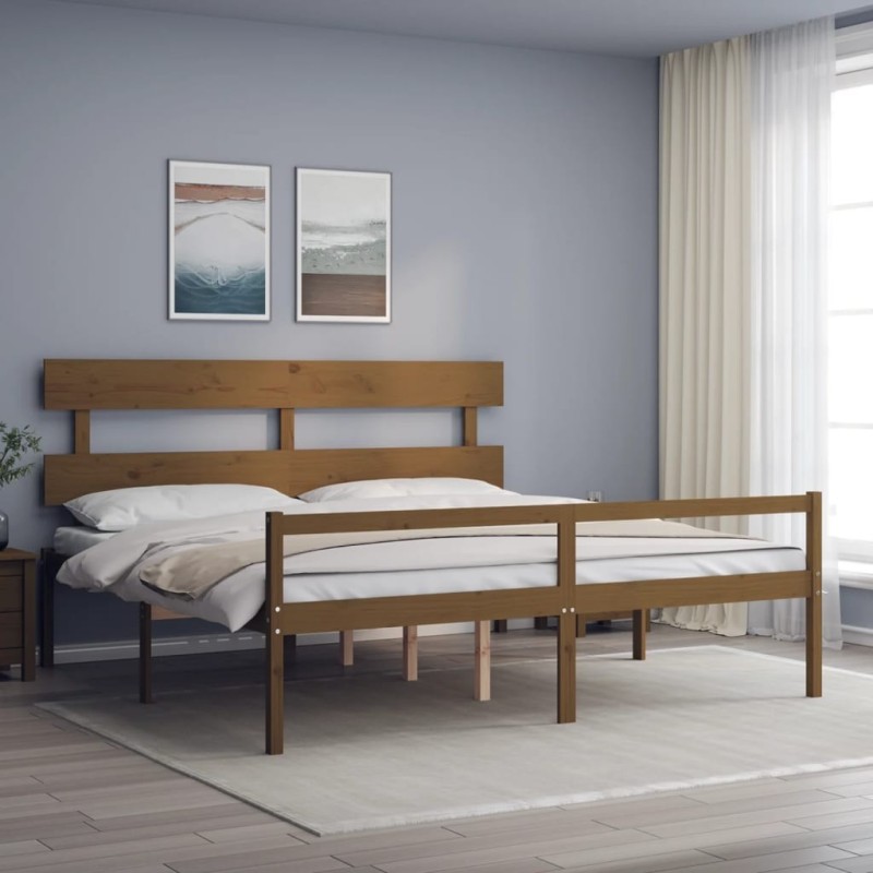 Lit pour personne âgée sans matelas 200x200 cm bois massif 
